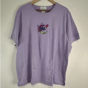 Quacker Factory Lilac Sequin Beaded Dragonfly Short Sleeve T-Shirt Size 2X